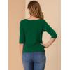 imageAllegra K Womens Casual Round Neck Elbow Sleeve t Shirts Slim Fit Blouses Tops FashionDeep Green