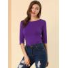 imageAllegra K Womens Casual Round Neck Elbow Sleeve t Shirts Slim Fit Blouses Tops FashionDeep Purple