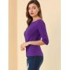 imageAllegra K Womens Casual Round Neck Elbow Sleeve t Shirts Slim Fit Blouses Tops FashionDeep Purple