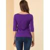imageAllegra K Womens Casual Round Neck Elbow Sleeve t Shirts Slim Fit Blouses Tops FashionDeep Purple