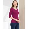 imageAllegra K Womens Casual Round Neck Elbow Sleeve t Shirts Slim Fit Blouses Tops FashionFuchsia