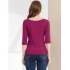 imageAllegra K Womens Casual Round Neck Elbow Sleeve t Shirts Slim Fit Blouses Tops FashionFuchsia