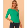 imageAllegra K Womens Casual Round Neck Elbow Sleeve t Shirts Slim Fit Blouses Tops FashionGreens