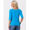 imageAllegra K Womens Casual Round Neck Elbow Sleeve t Shirts Slim Fit Blouses Tops FashionLake Blue
