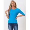 imageAllegra K Womens Casual Round Neck Elbow Sleeve t Shirts Slim Fit Blouses Tops FashionLake Blue