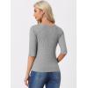 imageAllegra K Womens Casual Round Neck Elbow Sleeve t Shirts Slim Fit Blouses Tops FashionLight Gray