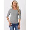 imageAllegra K Womens Casual Round Neck Elbow Sleeve t Shirts Slim Fit Blouses Tops FashionLight Gray