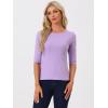 imageAllegra K Womens Casual Round Neck Elbow Sleeve t Shirts Slim Fit Blouses Tops FashionLight Purple