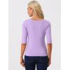 imageAllegra K Womens Casual Round Neck Elbow Sleeve t Shirts Slim Fit Blouses Tops FashionLight Purple