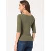 imageAllegra K Womens Casual Round Neck Elbow Sleeve t Shirts Slim Fit Blouses Tops FashionOlive Green