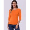 imageAllegra K Womens Casual Round Neck Elbow Sleeve t Shirts Slim Fit Blouses Tops FashionOrange