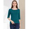 imageAllegra K Womens Casual Round Neck Elbow Sleeve t Shirts Slim Fit Blouses Tops FashionPeacock Blue