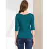 imageAllegra K Womens Casual Round Neck Elbow Sleeve t Shirts Slim Fit Blouses Tops FashionPeacock Blue
