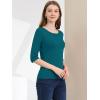 imageAllegra K Womens Casual Round Neck Elbow Sleeve t Shirts Slim Fit Blouses Tops FashionPeacock Blue