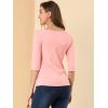 imageAllegra K Womens Casual Round Neck Elbow Sleeve t Shirts Slim Fit Blouses Tops FashionPink