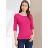 imageAllegra K Womens Casual Round Neck Elbow Sleeve t Shirts Slim Fit Blouses Tops FashionRose Red