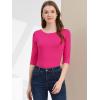 imageAllegra K Womens Casual Round Neck Elbow Sleeve t Shirts Slim Fit Blouses Tops FashionRose Red