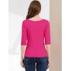 imageAllegra K Womens Casual Round Neck Elbow Sleeve t Shirts Slim Fit Blouses Tops FashionRose Red
