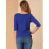 imageAllegra K Womens Casual Round Neck Elbow Sleeve t Shirts Slim Fit Blouses Tops FashionRoyal Blue