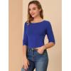 imageAllegra K Womens Casual Round Neck Elbow Sleeve t Shirts Slim Fit Blouses Tops FashionRoyal Blue