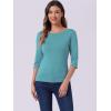 imageAllegra K Womens Casual Round Neck Elbow Sleeve t Shirts Slim Fit Blouses Tops FashionSea Green
