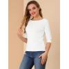 imageAllegra K Womens Casual Round Neck Elbow Sleeve t Shirts Slim Fit Blouses Tops FashionWhite