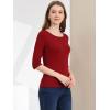 imageAllegra K Womens Casual Round Neck Elbow Sleeve t Shirts Slim Fit Blouses Tops FashionWine Red