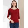 imageAllegra K Womens Casual Round Neck Elbow Sleeve t Shirts Slim Fit Blouses Tops FashionWine Red
