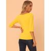 imageAllegra K Womens Casual Round Neck Elbow Sleeve t Shirts Slim Fit Blouses Tops FashionYellows