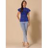 imageAllegra K Womens Elegant Floral Lace Blouse Short Sleeve Keyhole Back Fitted Semi Sheer TopDark Blue
