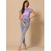 imageAllegra K Womens Elegant Floral Lace Blouse Short Sleeve Keyhole Back Fitted Semi Sheer TopLight Purple