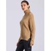 imageAllegra K Womens Oversized Sweaters Turtleneck Spilt Hem Cable Knit Pullover TopsBrown