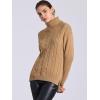 imageAllegra K Womens Oversized Sweaters Turtleneck Spilt Hem Cable Knit Pullover TopsBrown