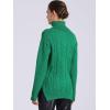 imageAllegra K Womens Oversized Sweaters Turtleneck Spilt Hem Cable Knit Pullover TopsGreen