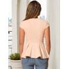 imageAllegra K Womens Peplum Top Cap Sleeve Round Neck 2025 Summer Work Blouse Tops for Business CasualApricot