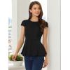 imageAllegra K Womens Peplum Top Cap Sleeve Round Neck 2025 Summer Work Blouse Tops for Business CasualBlack