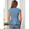 imageAllegra K Womens Peplum Top Cap Sleeve Round Neck 2025 Summer Work Blouse Tops for Business CasualBluegray