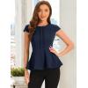 imageAllegra K Womens Peplum Top Cap Sleeve Round Neck 2025 Summer Work Blouse Tops for Business CasualDark Blue