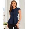 imageAllegra K Womens Peplum Top Cap Sleeve Round Neck 2025 Summer Work Blouse Tops for Business CasualDark Blue