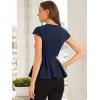 imageAllegra K Womens Peplum Top Cap Sleeve Round Neck 2025 Summer Work Blouse Tops for Business CasualDark Blue