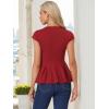 imageAllegra K Womens Peplum Top Cap Sleeve Round Neck 2025 Summer Work Blouse Tops for Business CasualDark Red