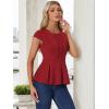 imageAllegra K Womens Peplum Top Cap Sleeve Round Neck 2025 Summer Work Blouse Tops for Business CasualDark Red