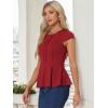 imageAllegra K Womens Peplum Top Cap Sleeve Round Neck 2025 Summer Work Blouse Tops for Business CasualDark Red