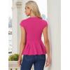 imageAllegra K Womens Peplum Top Cap Sleeve Round Neck 2025 Summer Work Blouse Tops for Business CasualHot Pink