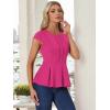 imageAllegra K Womens Peplum Top Cap Sleeve Round Neck 2025 Summer Work Blouse Tops for Business CasualHot Pink