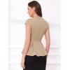 imageAllegra K Womens Peplum Top Cap Sleeve Round Neck 2025 Summer Work Blouse Tops for Business CasualKhaki