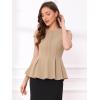 imageAllegra K Womens Peplum Top Cap Sleeve Round Neck 2025 Summer Work Blouse Tops for Business CasualKhaki