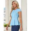 imageAllegra K Womens Peplum Top Cap Sleeve Round Neck 2025 Summer Work Blouse Tops for Business CasualLight Blue