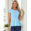 imageAllegra K Womens Peplum Top Cap Sleeve Round Neck 2025 Summer Work Blouse Tops for Business CasualLight Blue