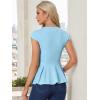 imageAllegra K Womens Peplum Top Cap Sleeve Round Neck 2025 Summer Work Blouse Tops for Business CasualLight Blue